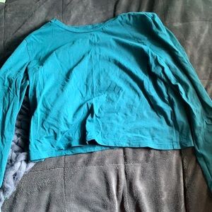 Blue long sleeve crop top